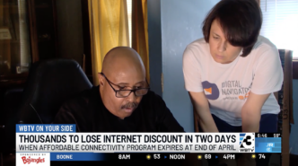 WBTV News cast screenshot of story "Thousands to lose internet discount"